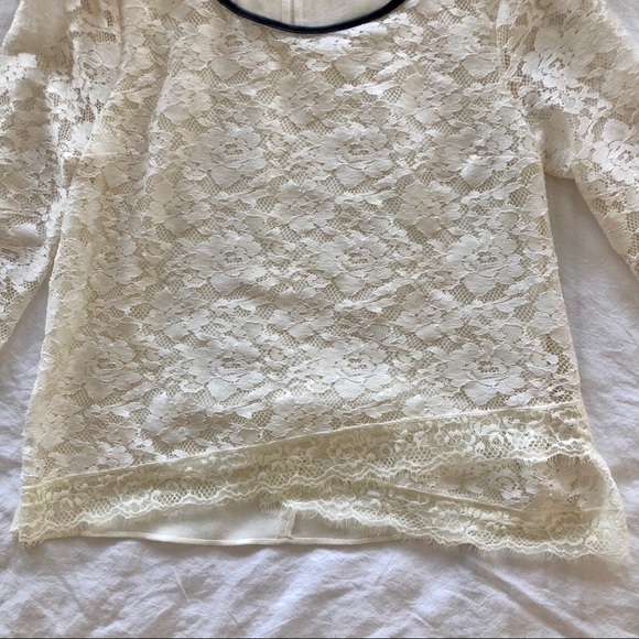 Ella Moss Ivory Lace Long Sleeve Top size S - Picture 9 of 14